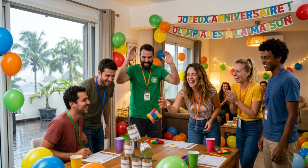 Olympiades activité anniversaire en intérieur épreuves à la maison